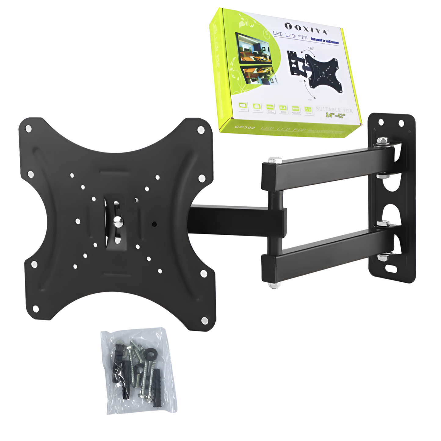 TOXIYA Tilt LCD LED TV Wall Mount Bracket, can tilt up and down 15 degrees, swivel 90 degrees, easy to install allows you to perfectly position the screen according to your application needs