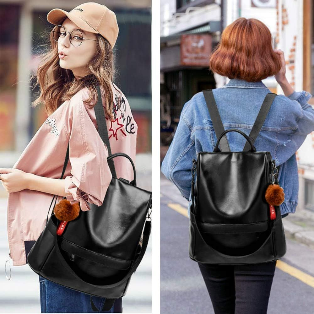 Anti-Theft Backpack Shoulder Bag for Women Spacious Waterproof PU Leather-M