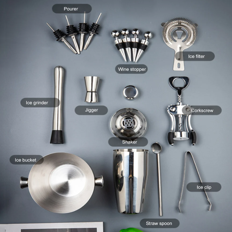16 Piece Stainless Steel Cocktail Shaker Bar Set - 16BTTZ