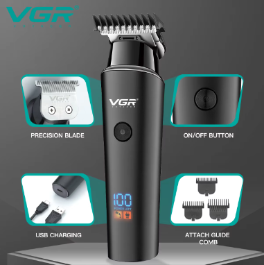 VGR rechargeable usb hair trimmer with power display