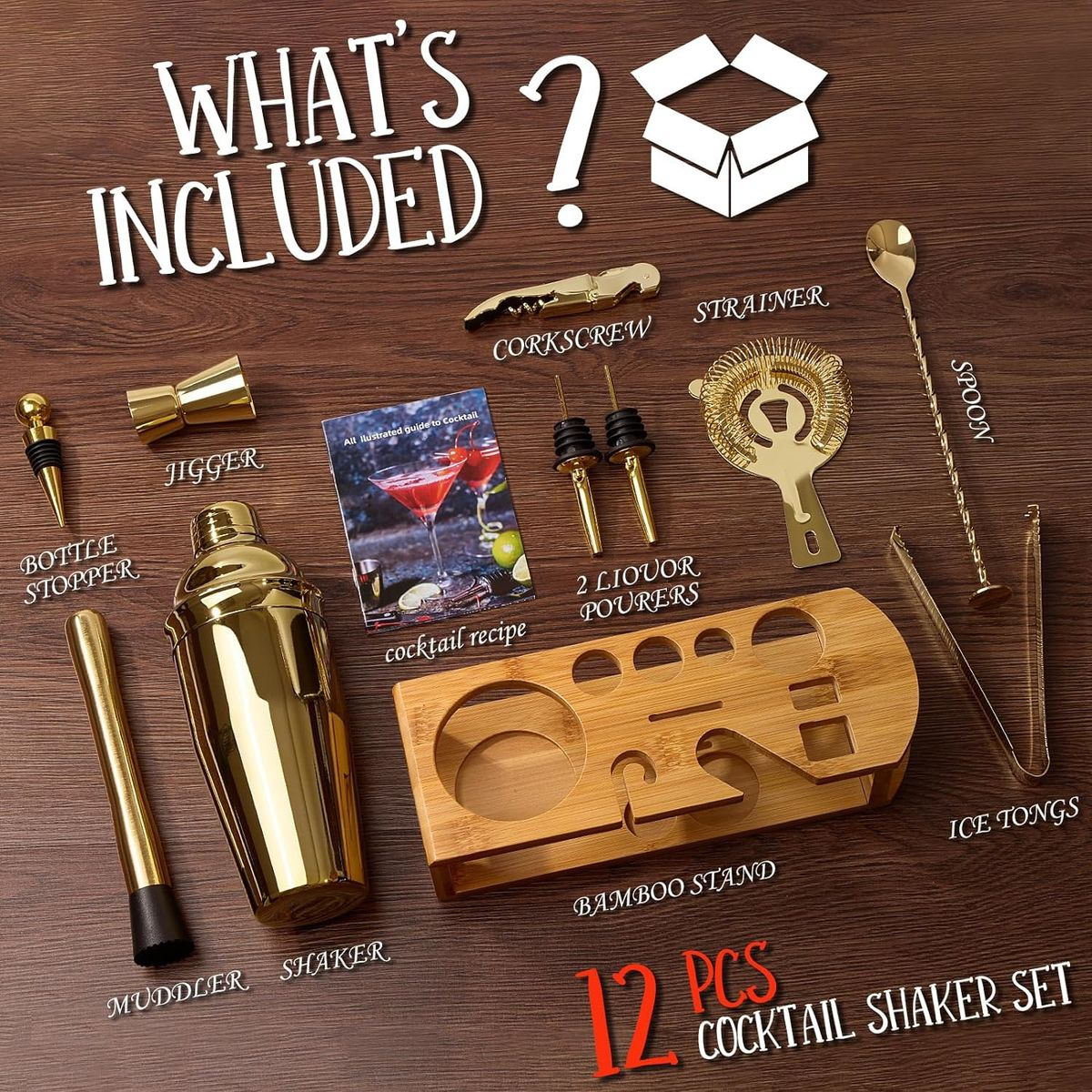12-Piece Cocktail Shaker Set Bartender Kit
