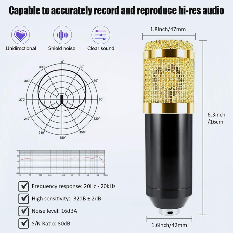 Studio Recording Condenser Microphone Kit for Network Broadcasting BM8W