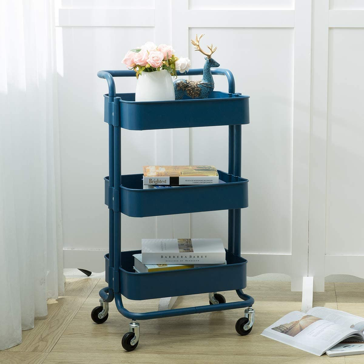 3 Tier Rolling Storage Trolley for Kitchen, Bathroom, Office, Workshop