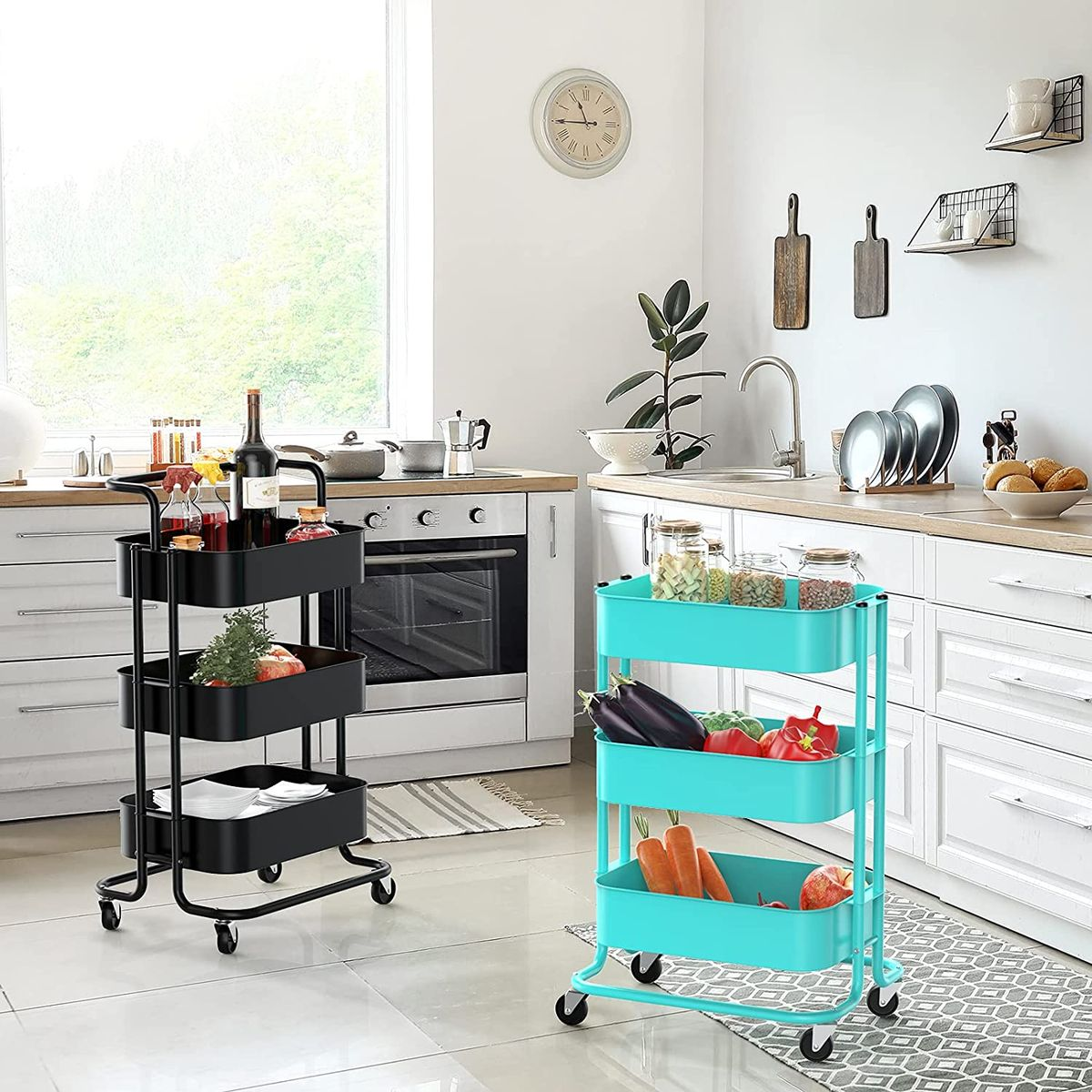 3 Tier Rolling Storage Trolley for Kitchen, Bathroom, Office, Workshop