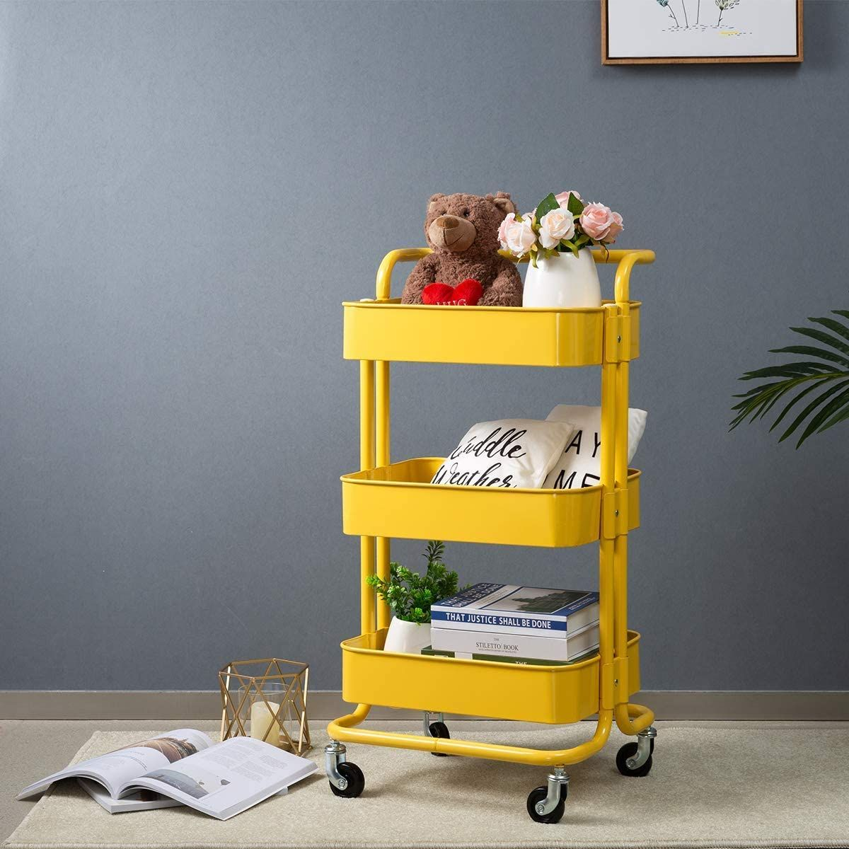 3 Tier Rolling Storage Trolley for Kitchen, Bathroom, Office, Workshop