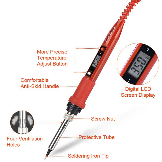 Precision 80 Watt Soldering Iron Kit with LCD & Adjustable Temperature
