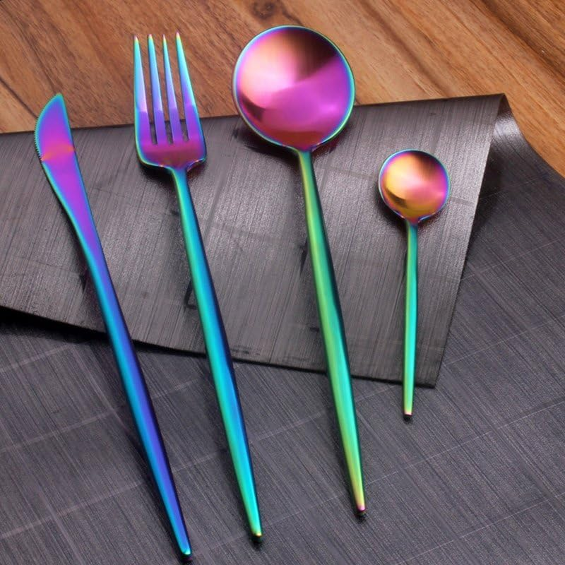 TOXIYA 24 Piece Flatware Set, Stainless Steel Knife Fork Spoon, Home Dinnerware Tableware Set for 6, Cutlery Set, Include Knives/Forks/Spoons
