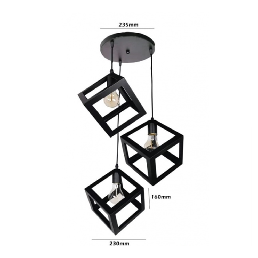 3 Light Decorative Cube Hanging Pendant Light
