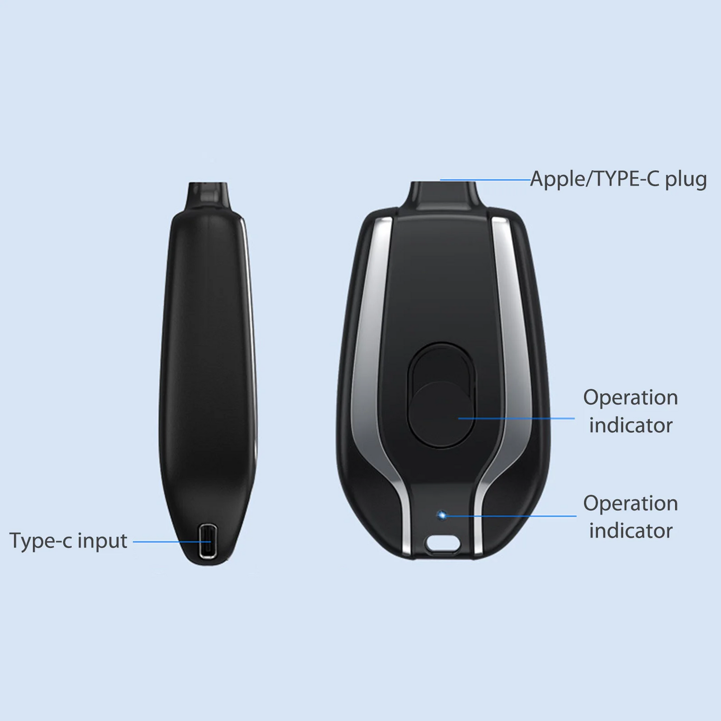 Mini Portable Keychain Mobile Phone Emergency Power Bank Type C - iPhone
