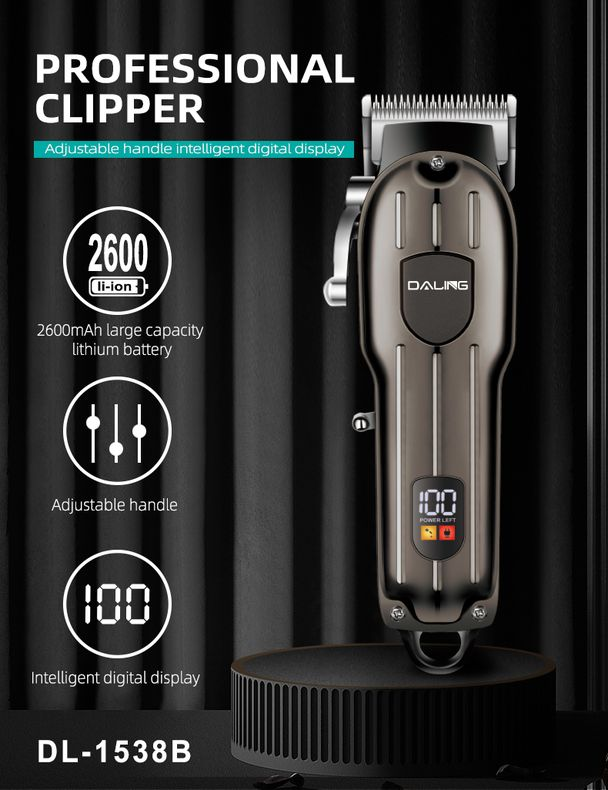 Daling R-Angle Design USB Charge Metal Clipper LCD Display Hair Trimmer