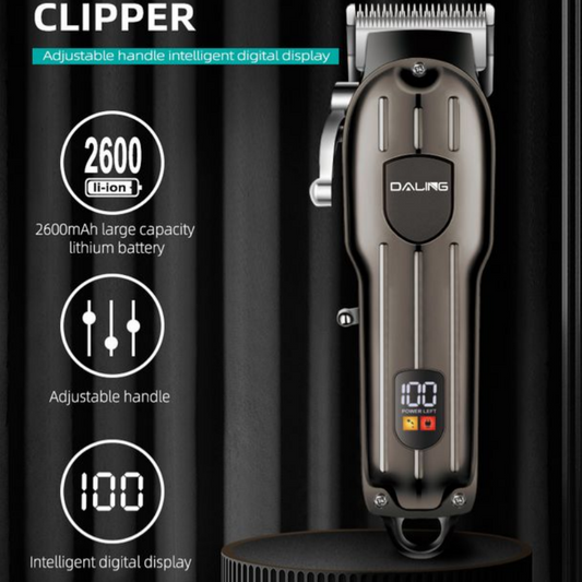 Daling R-Angle Design USB Charge Metal Clipper LCD Display Hair Trimmer