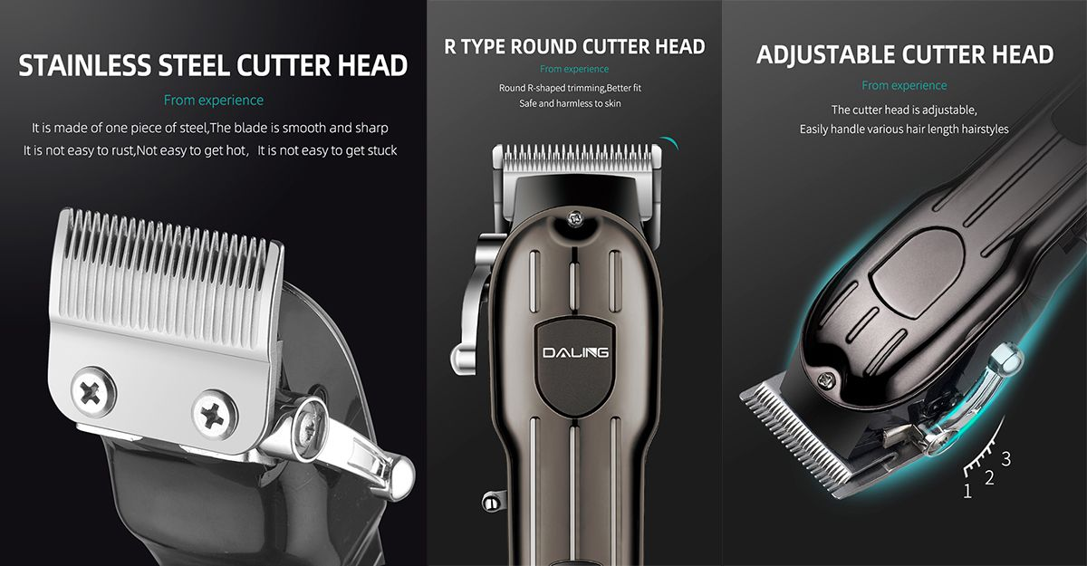 Daling R-Angle Design USB Charge Metal Clipper LCD Display Hair Trimmer