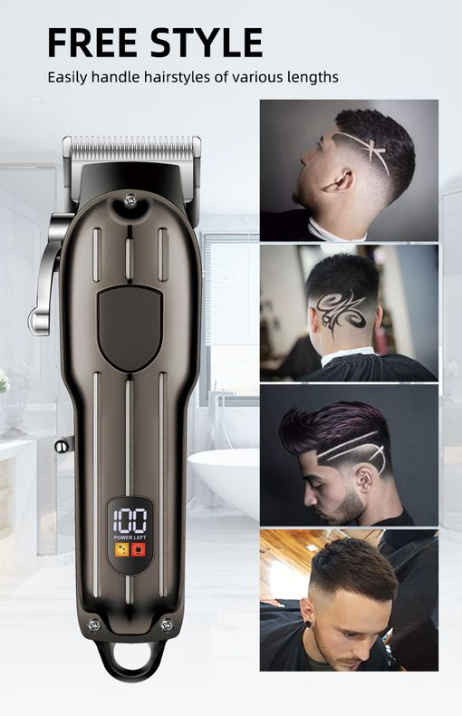Daling R-Angle Design USB Charge Metal Clipper LCD Display Hair Trimmer