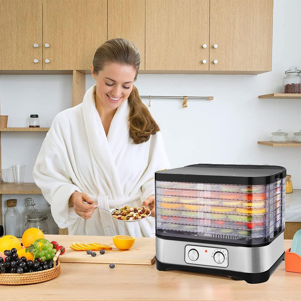 Sonifer Electric Food Dehydrator Reusable 5-Trays Biltong Maker for Fruit