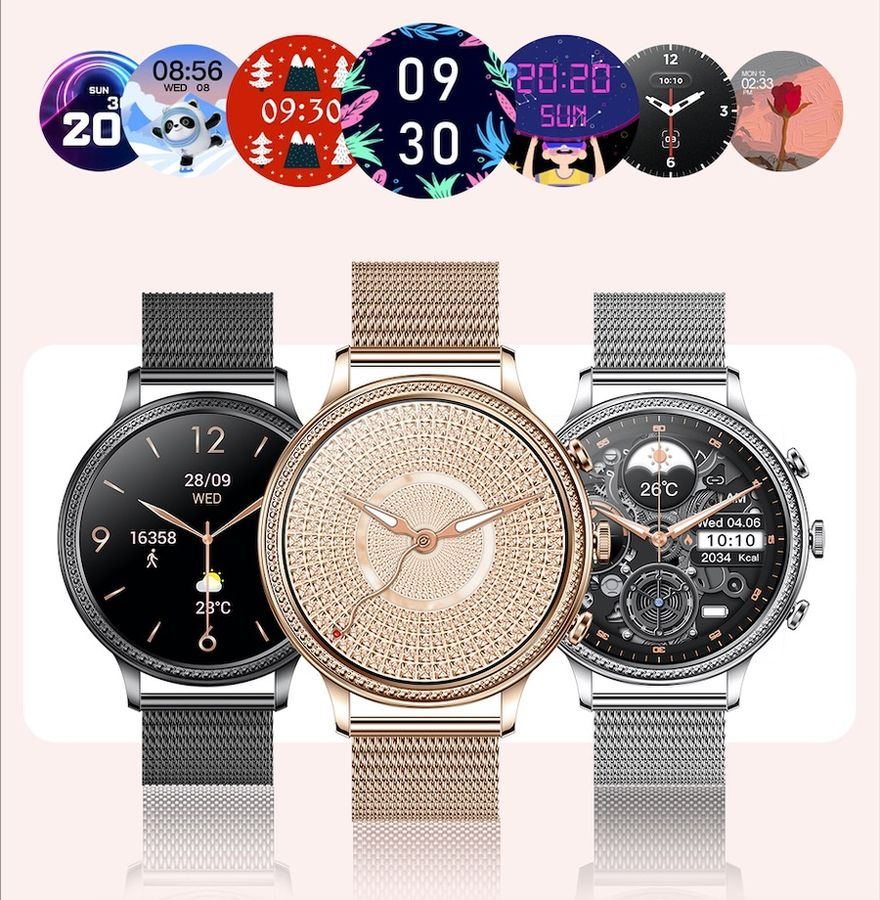 TOXIYA Dual Belt Luxury Smart Watches for Women Bluetooth Call Connected Phone Woman Watch Health Monitor Sports Smartwatch