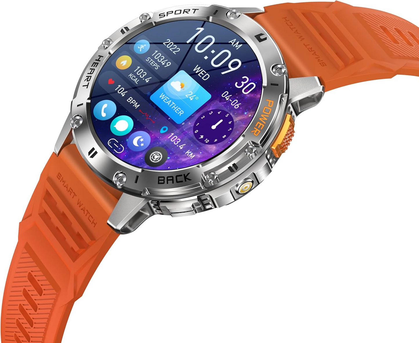 TOXIYA Military 1.43 inch Smart Watch (Answer/Dial Calls)100+Sports Modes,5ATM Waterproof Fitness Watch with Flashlight,Heart Rate,SpO2,Blood Pressure for Android/iOS