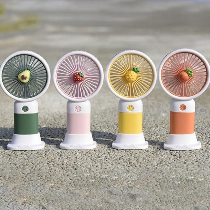 Multifunctional Mini Cool Fan Rechargeable Summer Cartoon Fruit Portable Mini Fan Phone Holder Stand for Bedroom
