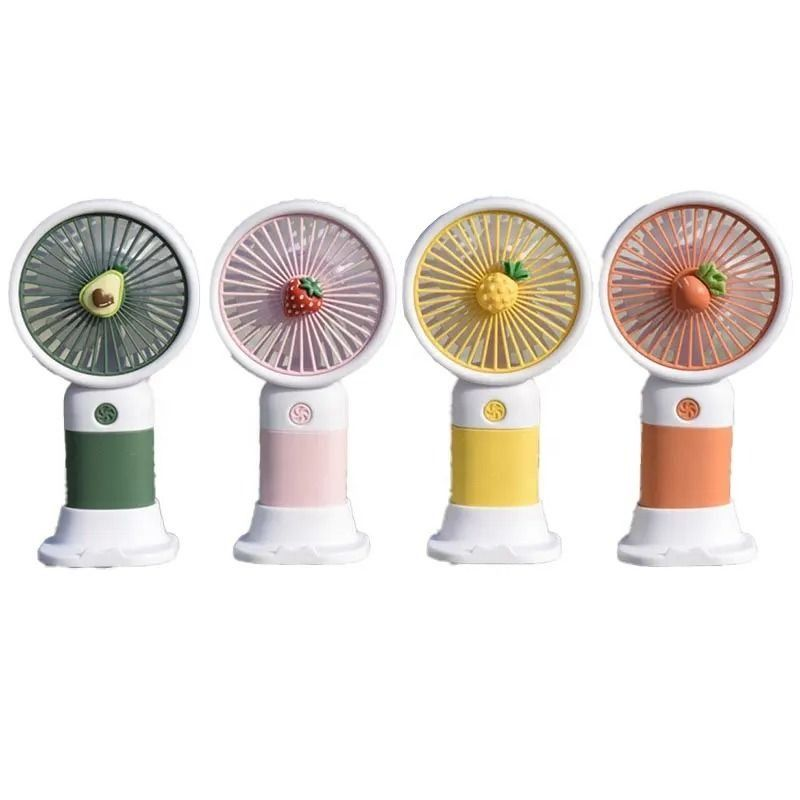 Multifunctional Mini Cool Fan Rechargeable Summer Cartoon Fruit Portable Mini Fan Phone Holder Stand for Bedroom