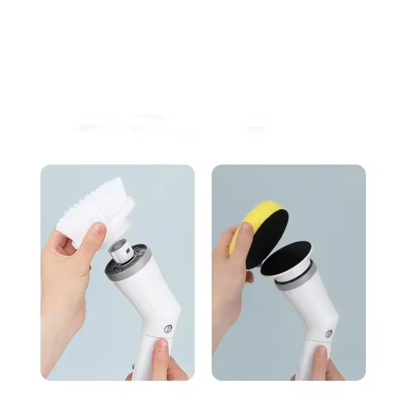 Cordless Cleaning Brush Household Automatic Rotating Mop Retractable Long Handle Rechargeable No Bend Mop-With 6 heads