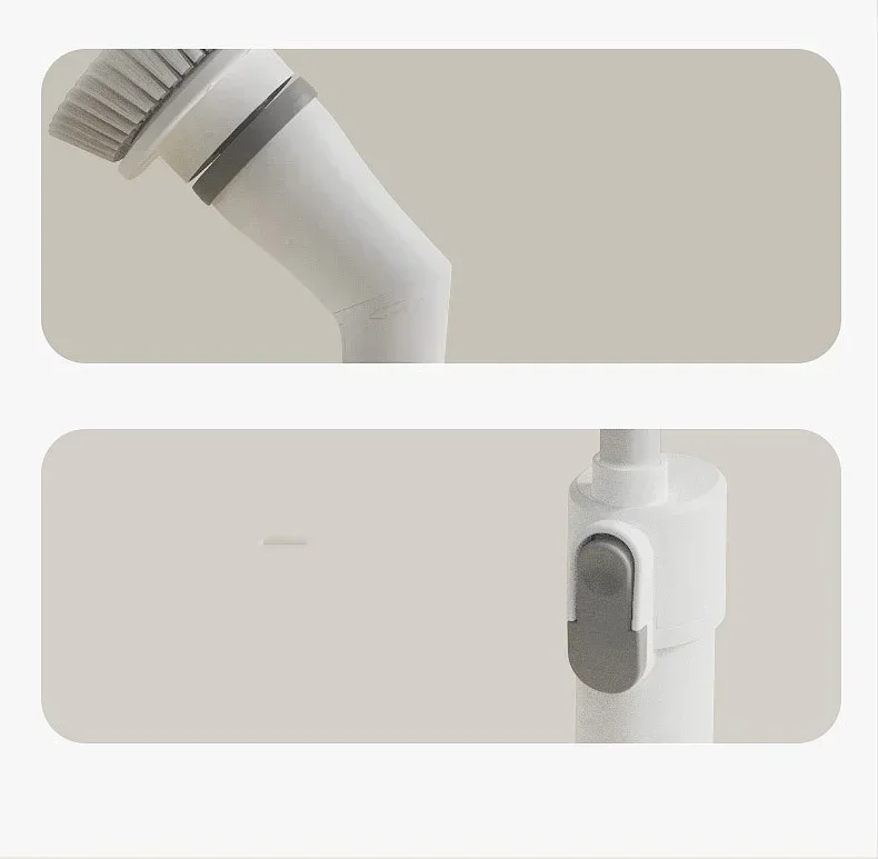 Cordless Cleaning Brush Household Automatic Rotating Mop Retractable Long Handle Rechargeable No Bend Mop-With 6 heads