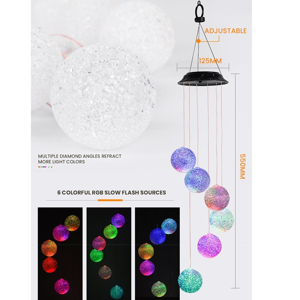 Solar Outdoor Wind Bell Light Spiral Spinner Light Wind Chime