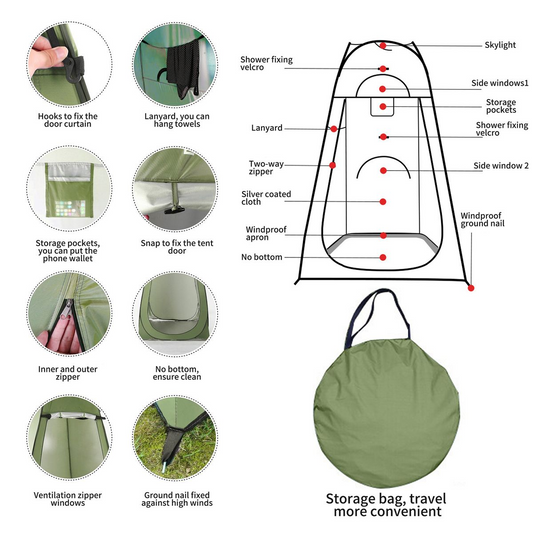 Outdoor Camping Automatic Shower Changing Tent Mobile Toilet-Single 190cm