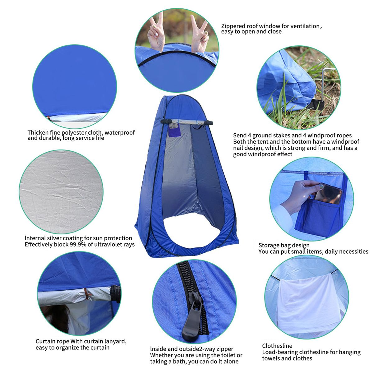 Outdoor Camping Automatic Shower Changing Tent Mobile Toilet-Single 190cm