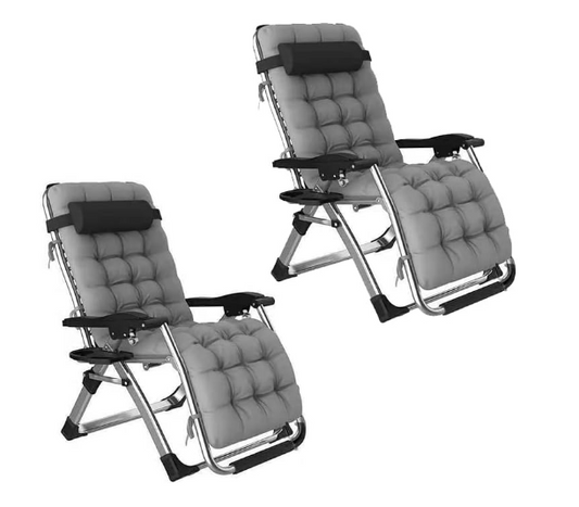 TOXIYA - Folding Recliner Lounger Chairs With Detachable Cushion - Set of 2