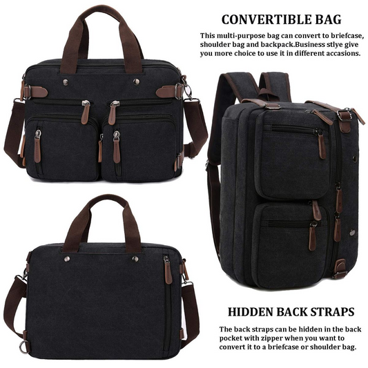 Unisex Canvas Multi-Functional Laptop Bag