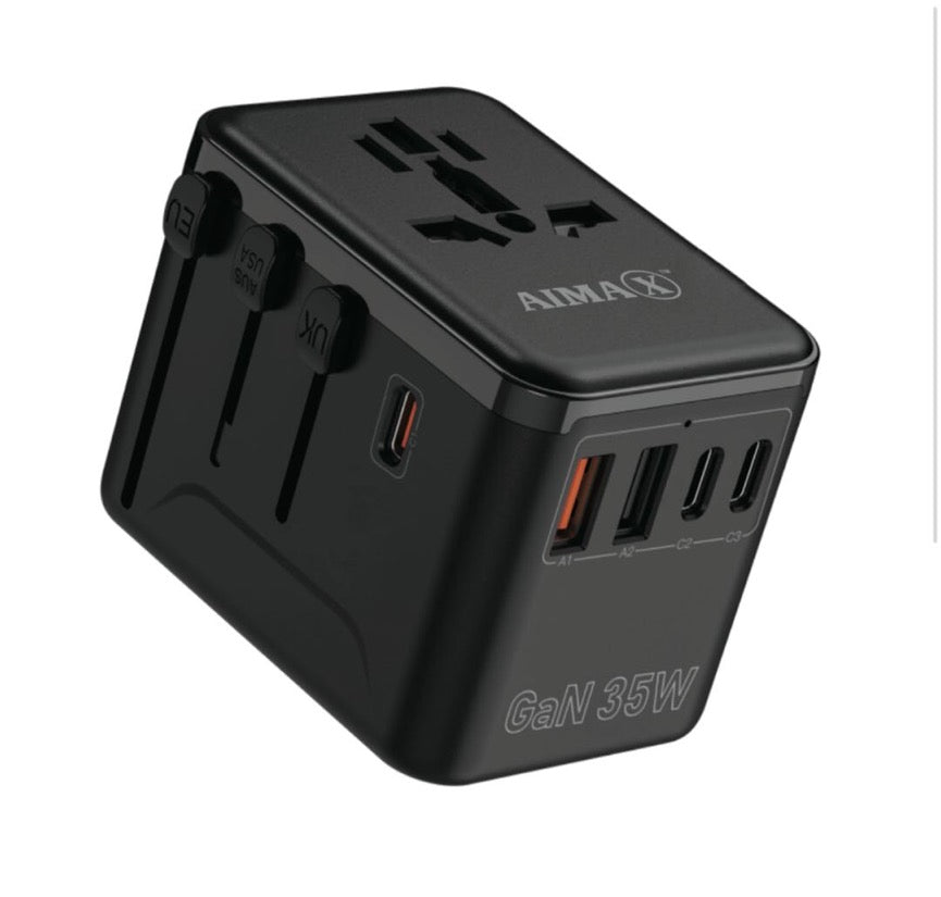 AIMAX Universal Travel Adapter Charger AC Plug USA EU UK AU USB Type-C