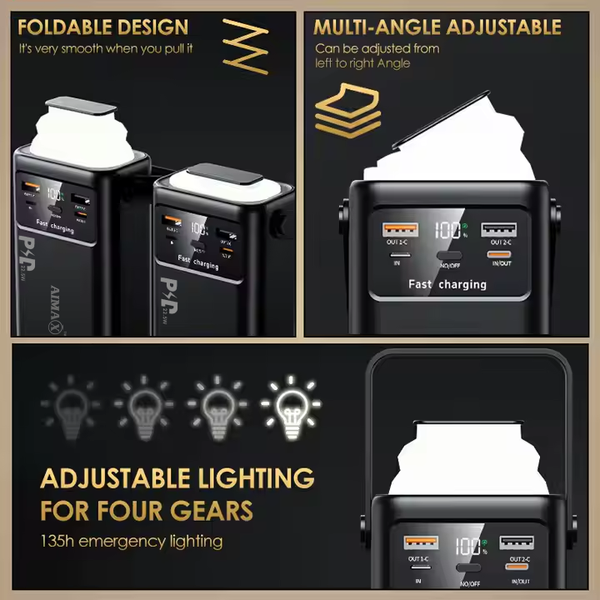 AIMAX 30000 mAh Power Bank 22.5W Fast Charging with Retractable LED Light