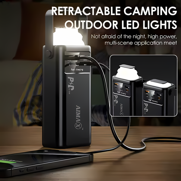 AIMAX 30000 mAh Power Bank 22.5W Fast Charging with Retractable LED Light