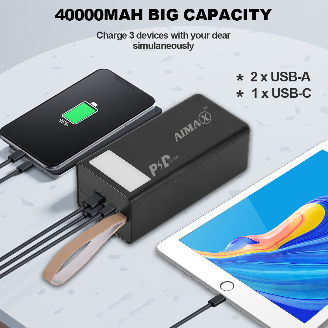 AIMAX 40000 mAh Portable Charger Power Bank Dual USB Charge