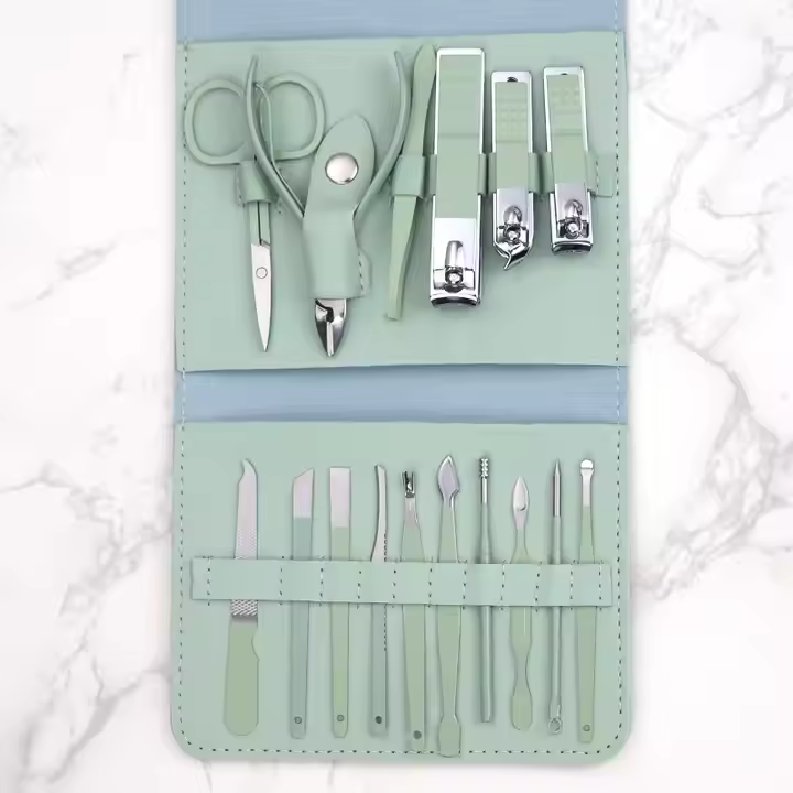 16-piece nail clipper set stainless steel nail clippers set with folding bag manicure knife set scissors beauty tools——Available in a variety of colors