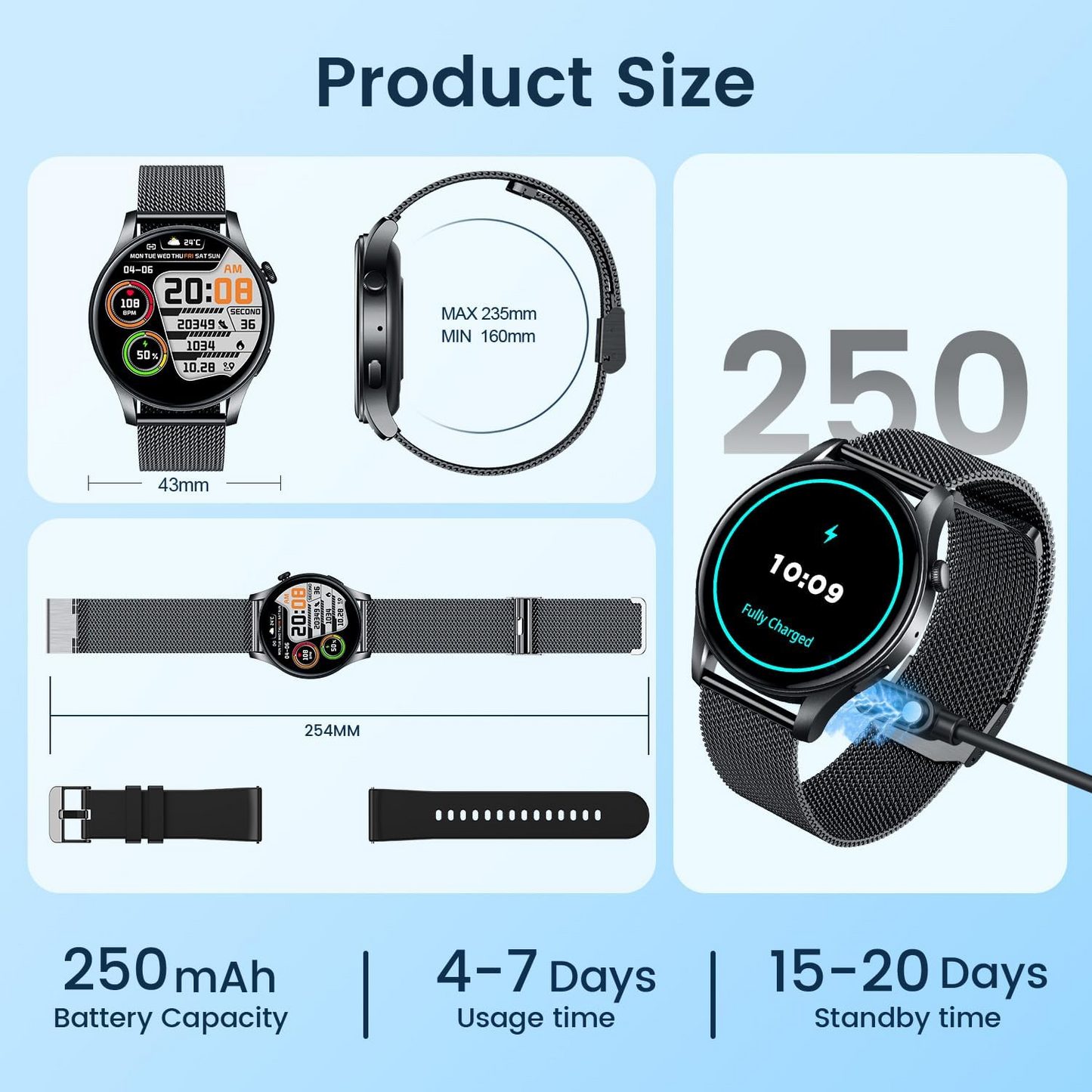 TOXIYA Smart Watch Android/iPhone Fitness AI Assistant Sport Tracker 100+ Sport Modes Fitness Tracker