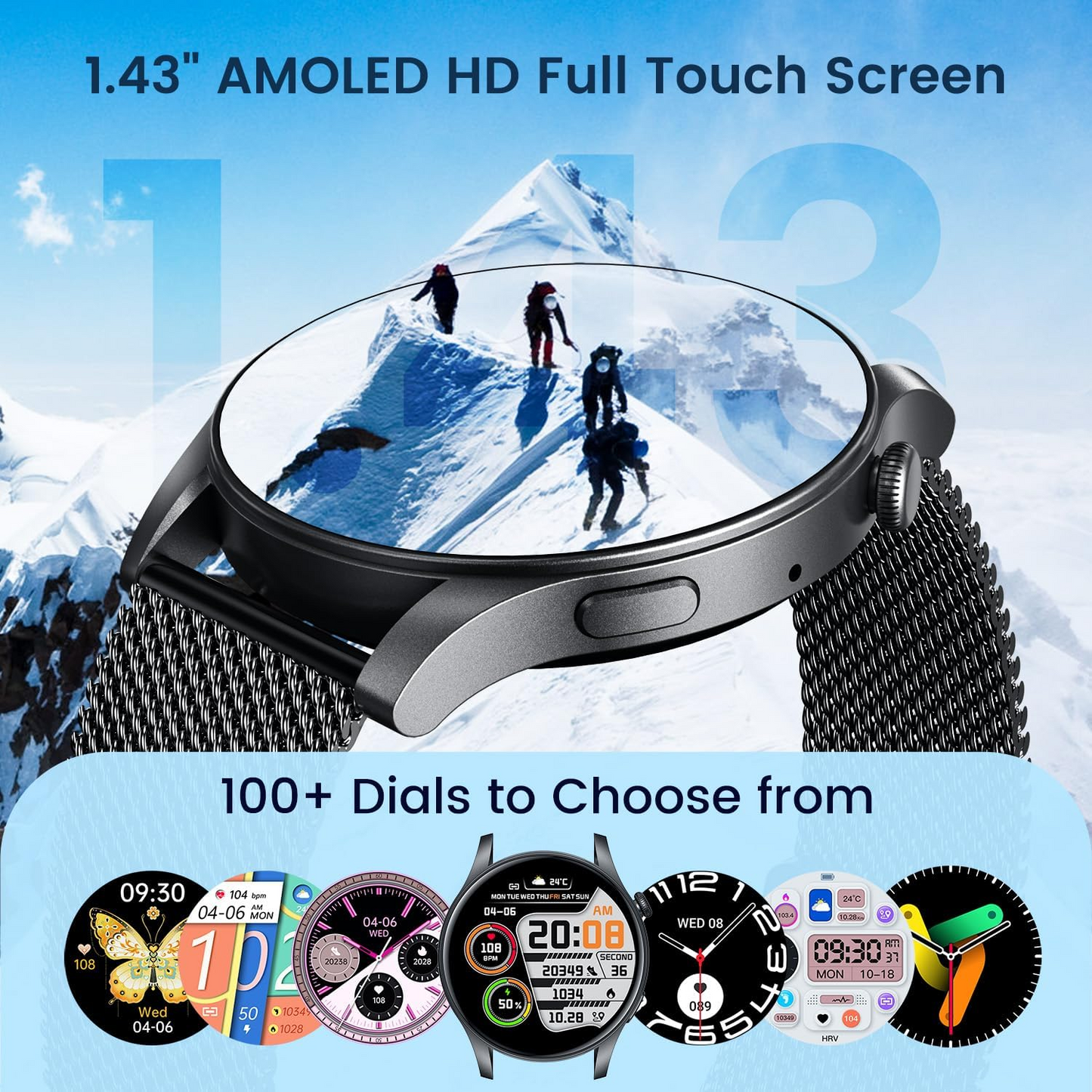TOXIYA Smart Watch Android/iPhone Fitness AI Assistant Sport Tracker 100+ Sport Modes Fitness Tracker