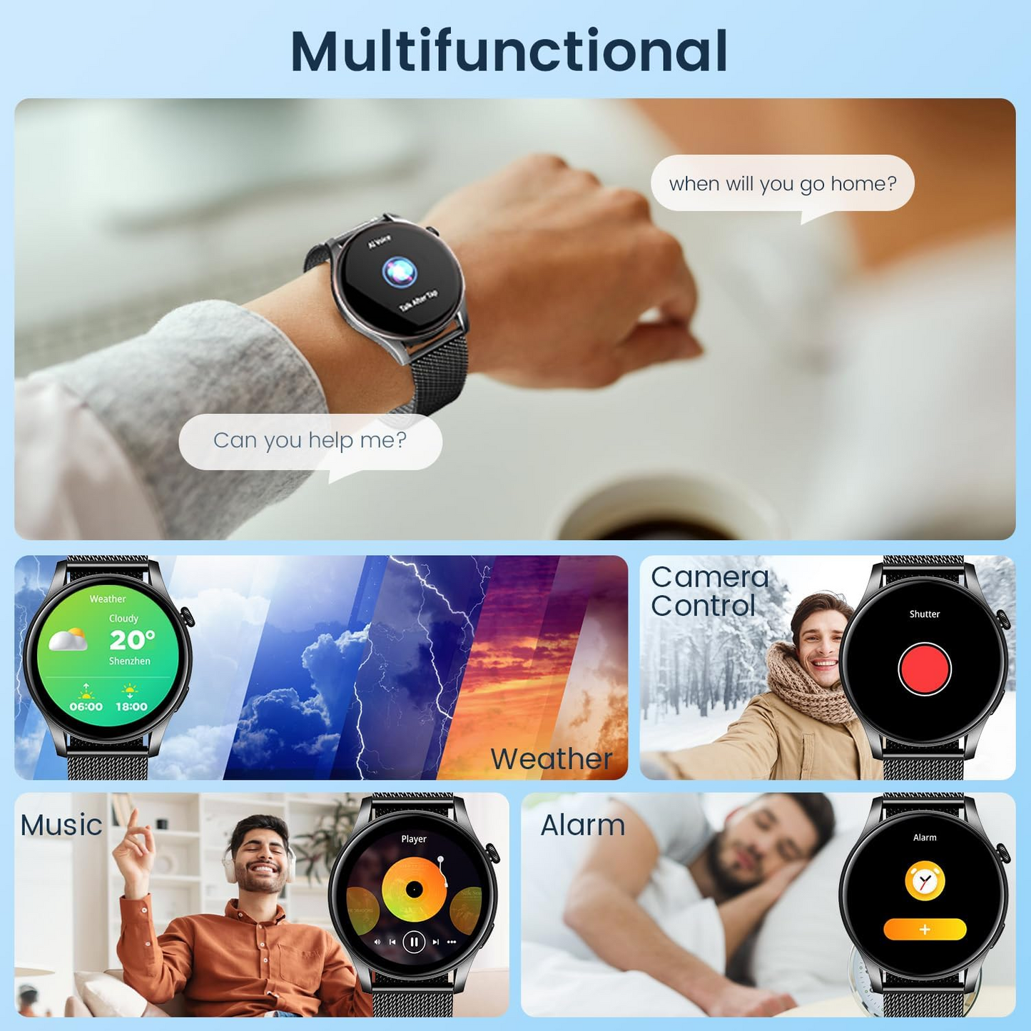 TOXIYA Smart Watch Android/iPhone Fitness AI Assistant Sport Tracker 100+ Sport Modes Fitness Tracker