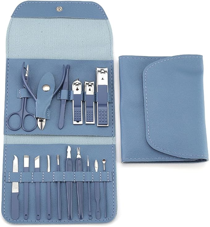 16-piece nail clipper set stainless steel nail clippers set with folding bag manicure knife set scissors beauty tools——Available in a variety of colors