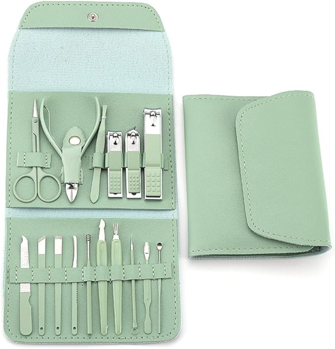 16-piece nail clipper set stainless steel nail clippers set with folding bag manicure knife set scissors beauty tools——Available in a variety of colors