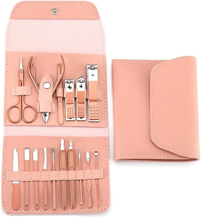 16-piece nail clipper set stainless steel nail clippers set with folding bag manicure knife set scissors beauty tools——Available in a variety of colors