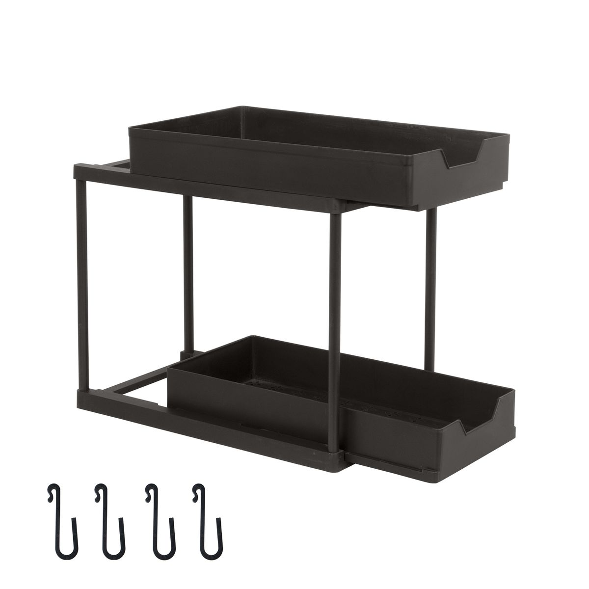 Kitchen Spice Organizer Rack Multi-Functional Pull-out 2-layer Shelf - Black