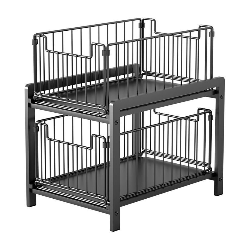 2 Tier Kitchen Storage Rack, Pull Out Metal Cabinets Organiser