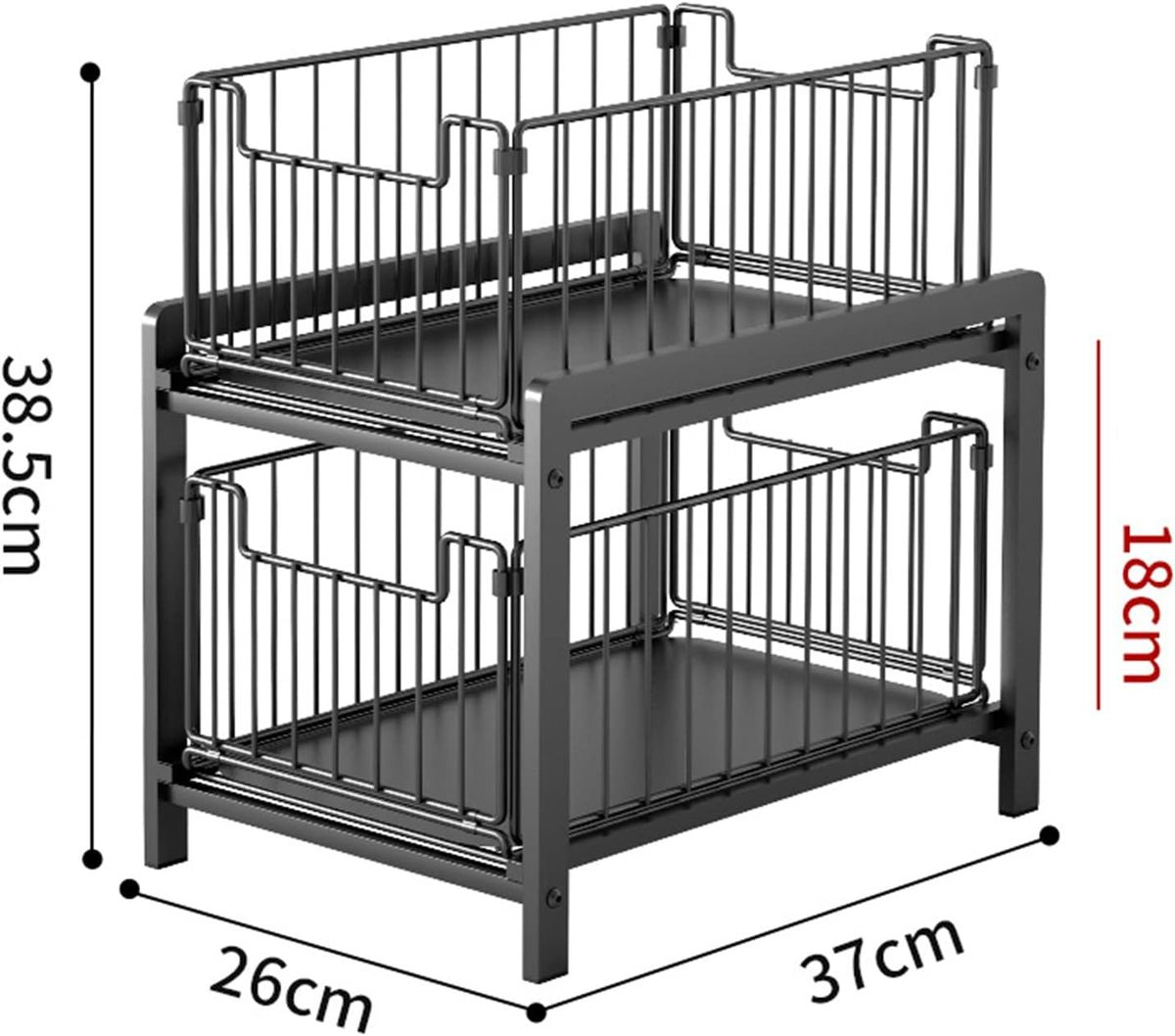 2 Tier Kitchen Storage Rack, Pull Out Metal Cabinets Organiser