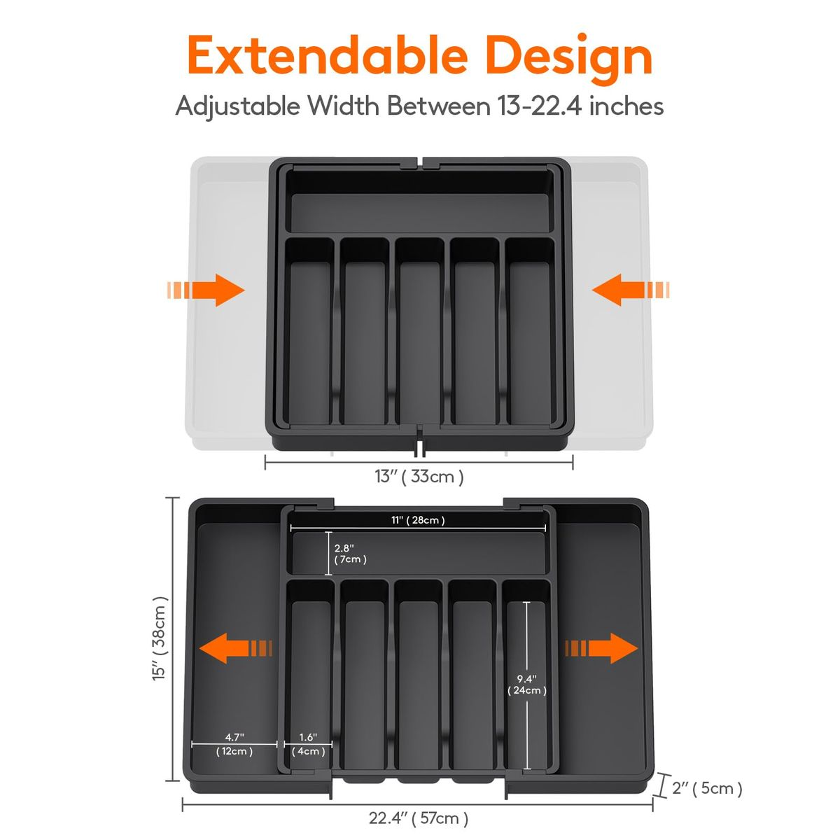 Expandable Drawer Organizer Cutlery Tray for Kitchen Organization and Storage