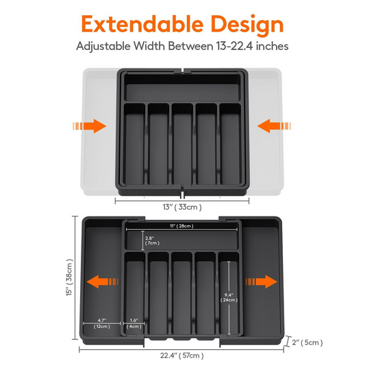 Expandable Drawer Organizer Cutlery Tray for Kitchen Organization and Storage