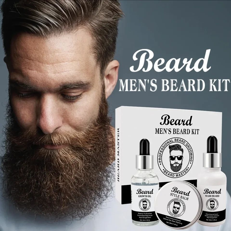 Men's Beard Care Kit with Shaping Brush and Derma Roller