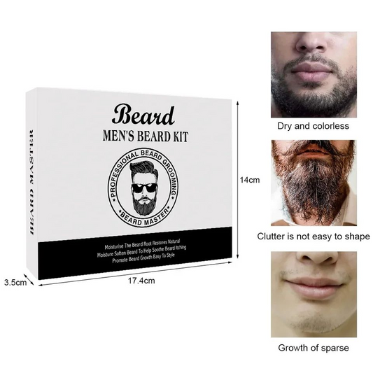 Men's Beard Care Kit with Shaping Brush and Derma Roller