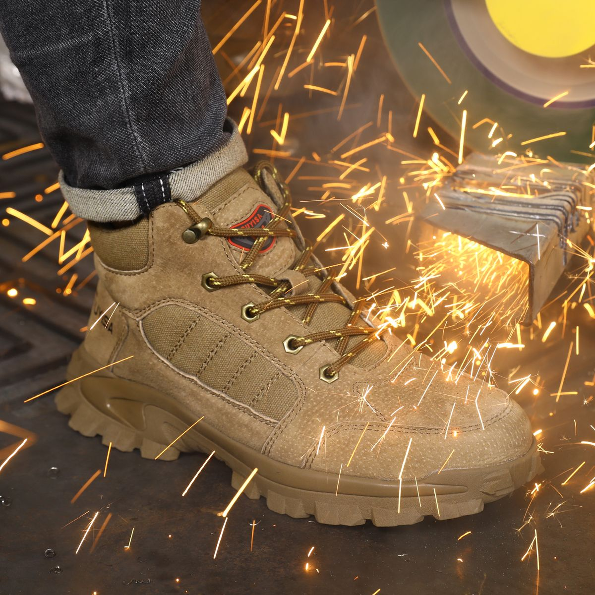 GUYISA Heavy Duty Steel Toe Safety Shoes - Smash and Puncture Resistant