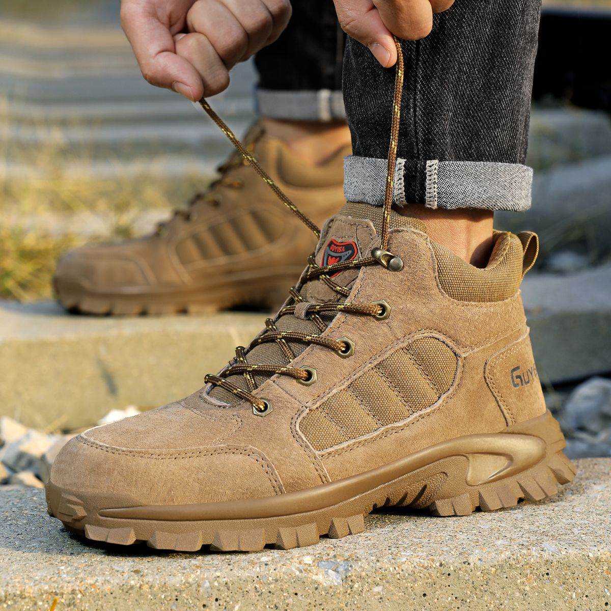 GUYISA Heavy Duty Steel Toe Safety Shoes - Smash and Puncture Resistant