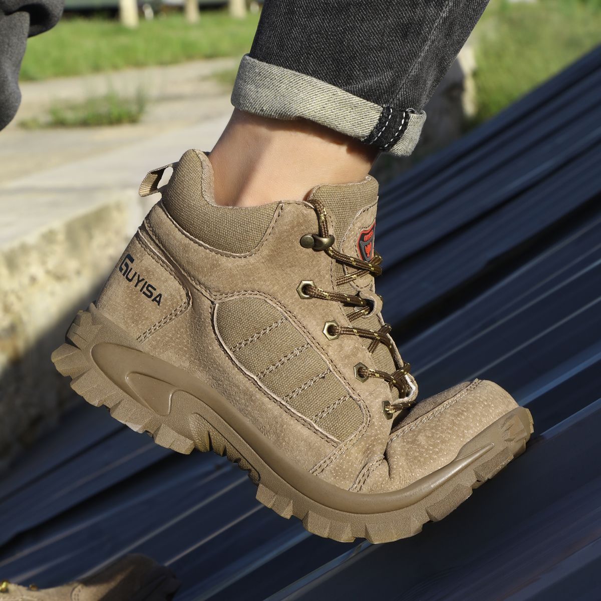 GUYISA Heavy Duty Steel Toe Safety Shoes - Smash and Puncture Resistant
